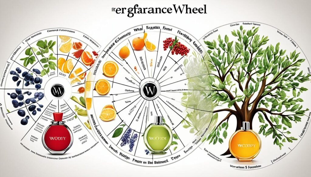 Fragrance wheel showing masculine scent families